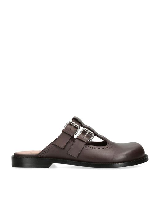 Loewe Brown Leather Campo Mary Jane Mules