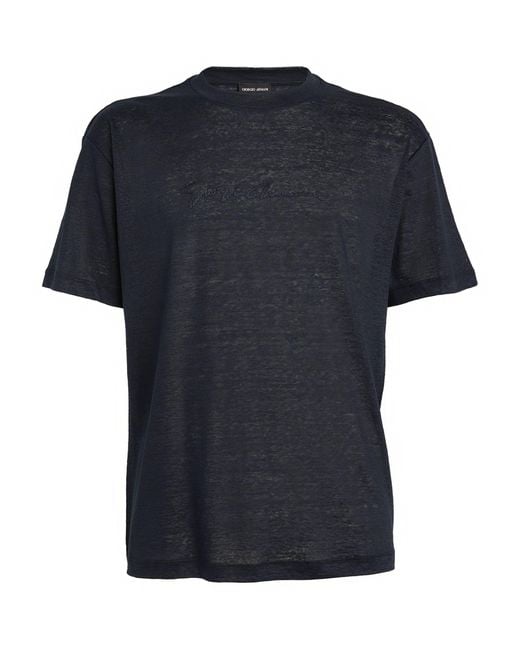 Giorgio Armani Black Linen T-shirt for men