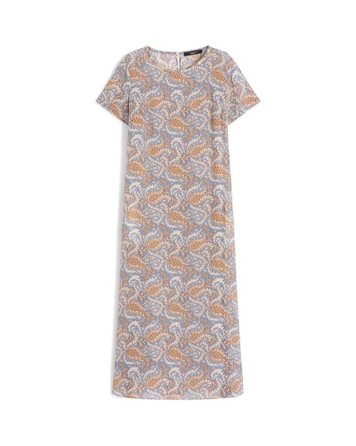 Weekend by Maxmara Gray Silk Floral Print Midi Dress