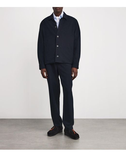 Sunspel Blue Stretch-Wool Seersucker Jacket for men