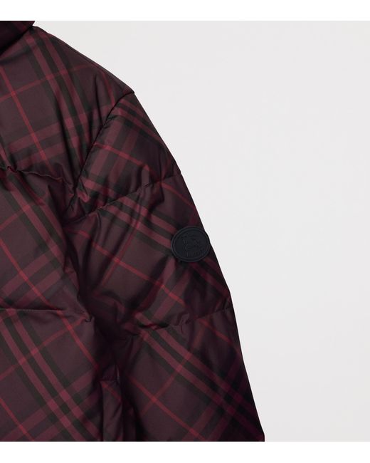 Burberry Purple Check Print Puffer Jacket