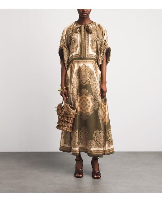 Zimmermann Metallic Printed Mahon Midi Tunic Dress