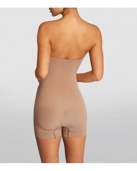 Skims Brown Seamless Sculpt Strapless Shortie Bodysuit
