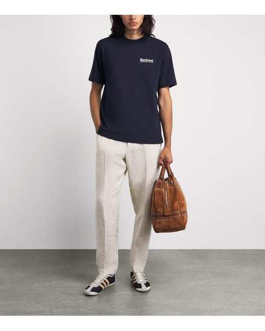 Barbour Blue Cotton Logo T-Shirt for men