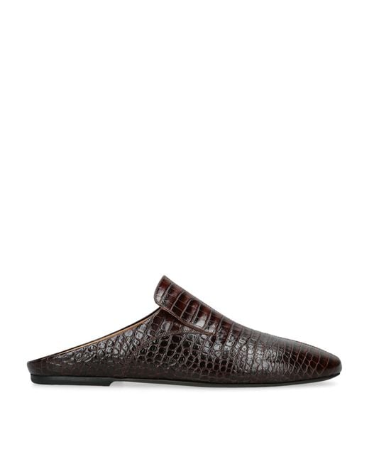Dries Van Noten Brown Croc-Embossed Leather Mules for men