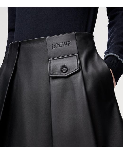 Loewe Black Lambskin Pleated Mini Skirt