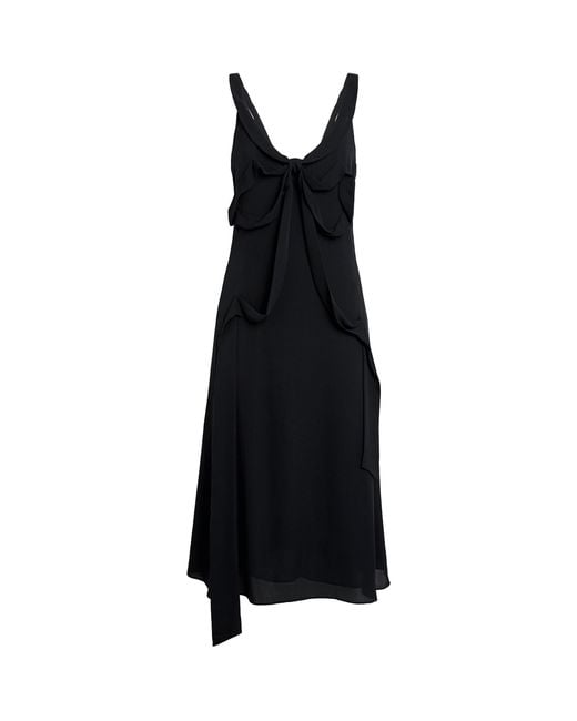 Acne Black Silk Bow-Detail Midi Dress