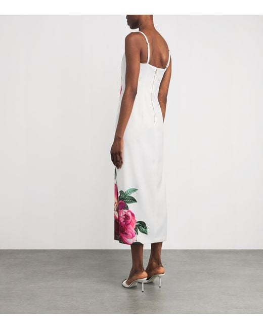 Alice + Olivia Red Floral Print Nina Midi Dress