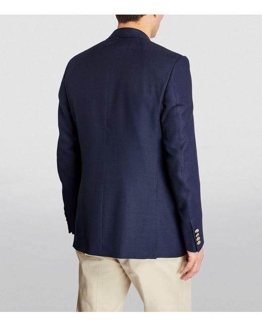 Canali Blue Mohair-blend Single-breasted Blazer for men