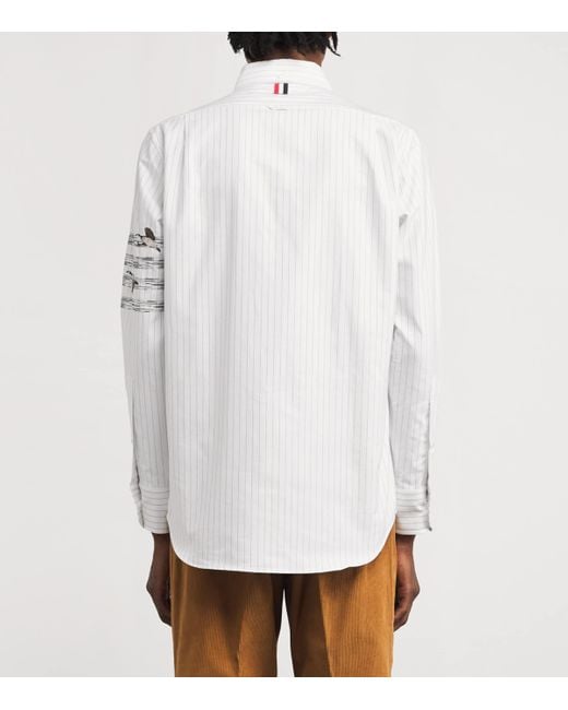 Thom Browne White Cotton Embroidered Geese Shirt for men