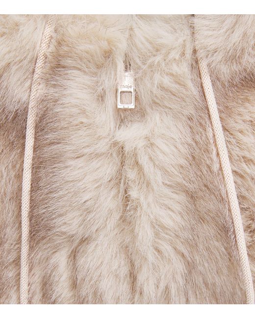 Maje Natural Faux Fur Hooded Gilet