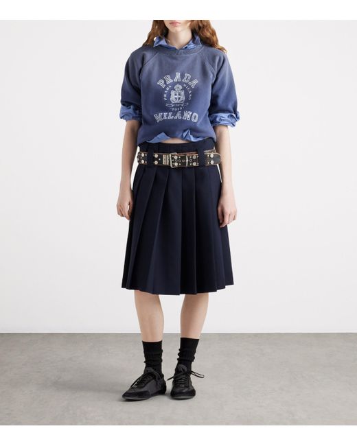 Prada Blue Cotton Logo T-Shirt