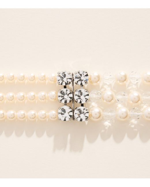 Alessandra Rich Natural Faux Pearl Layered Necklace