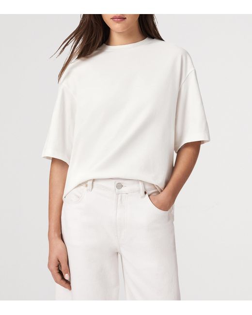 AllSaints White Organic Cotton Embroidered Amelie T-Shirt