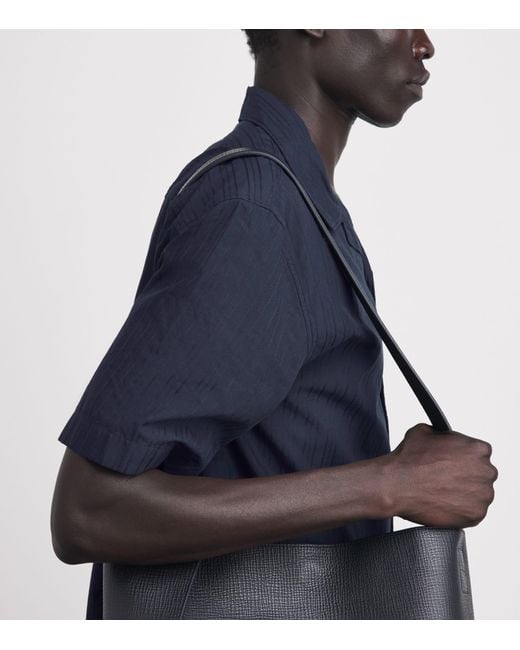 Sunspel Blue Cotton Textured Stripe Shirt for men