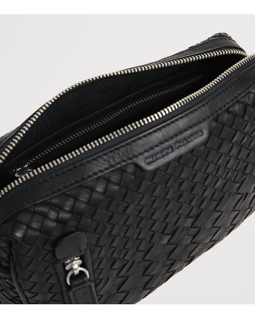 Officine Creative Black Leather Woven Armor Pouch for men
