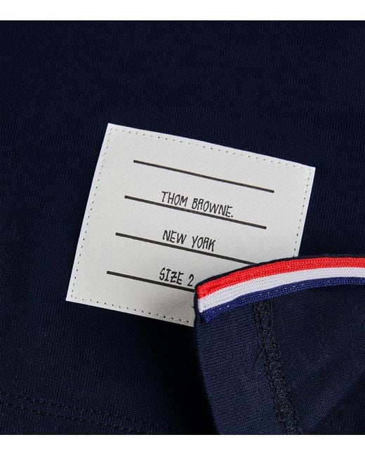 Thom Browne Blue Cotton Name Tag T-Shirt for men