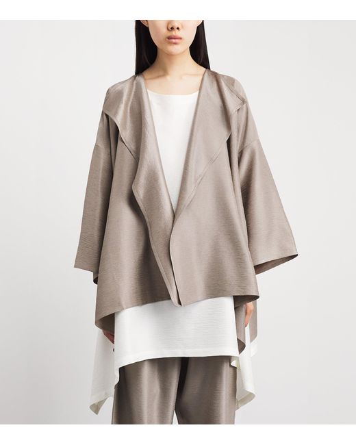 Eskandar Brown Silk Plissé Short Jacket
