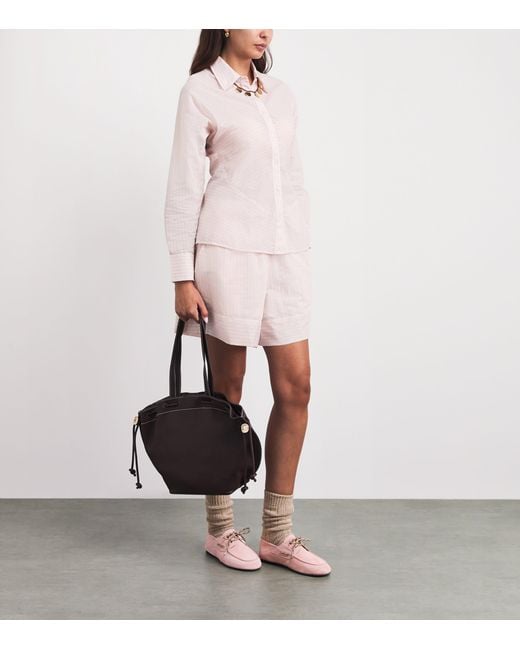 Claudie Pierlot Pink Cotton-Blend Stripe Shirt