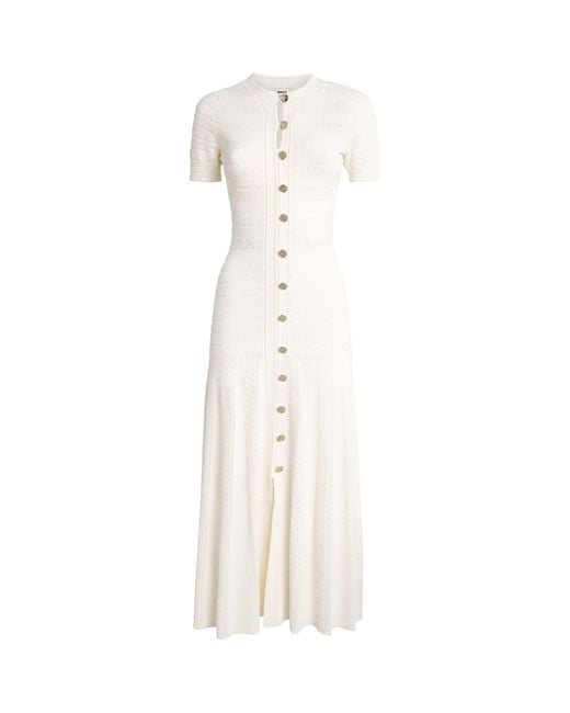 Sandro White Knit Button-Through Midi Dress