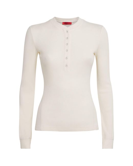 MAX&Co. White Long-Sleeve Henley Top