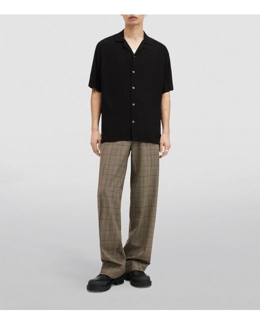 AllSaints Black Venice Short-sleeve Shirt for men