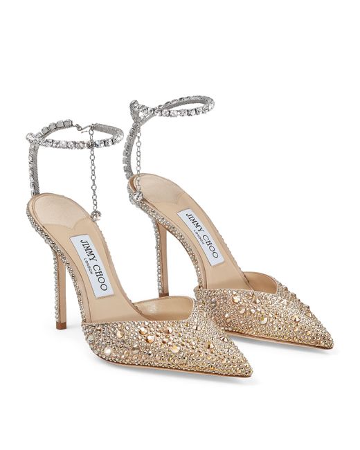 Jimmy Choo Metallic Saeda 100 Crystal Embellished Pumps