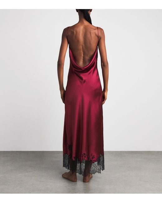 Carine Gilson Red Silk Long Hanae Nightdress
