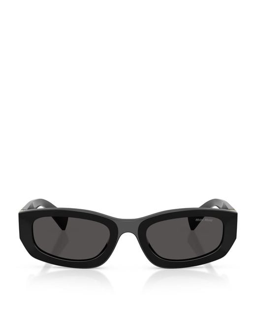Miu Miu Black Irregular Rectangle Sunglasses