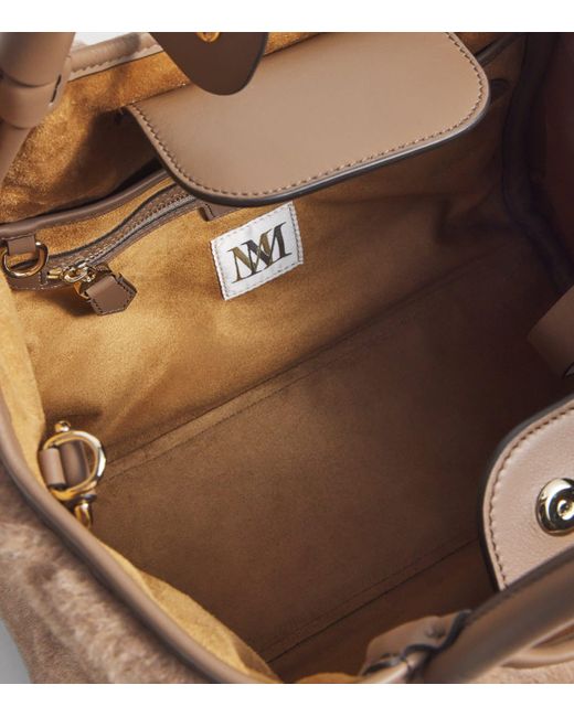 Max Mara Brown Small Camel Fur Marine Top-Handle Bag