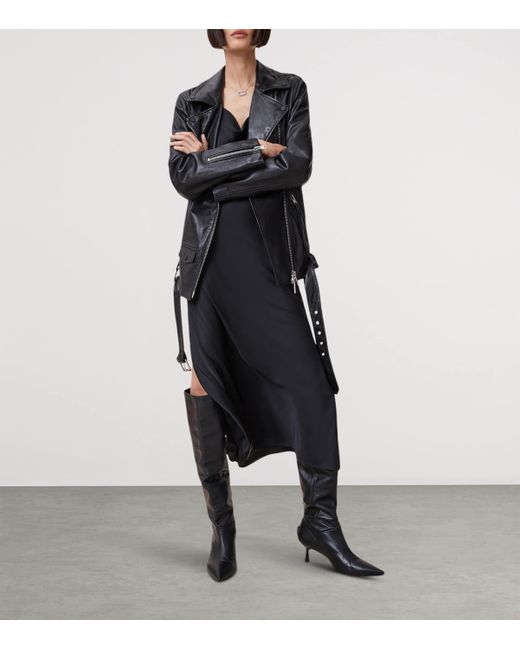 AllSaints Black Leather Billie Biker Jacket