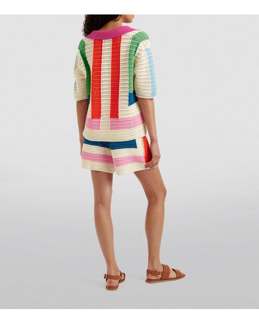 Chinti & Parker Pink Organic Cotton Crochet Capri Shirt