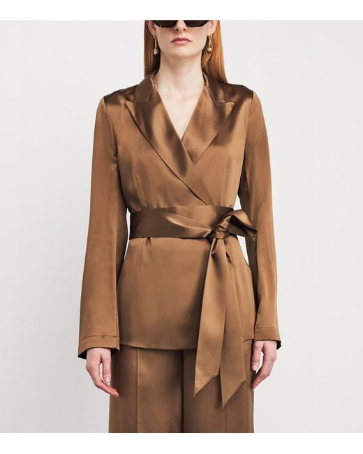 Joseph Brown Silk Satin Archer Jacket
