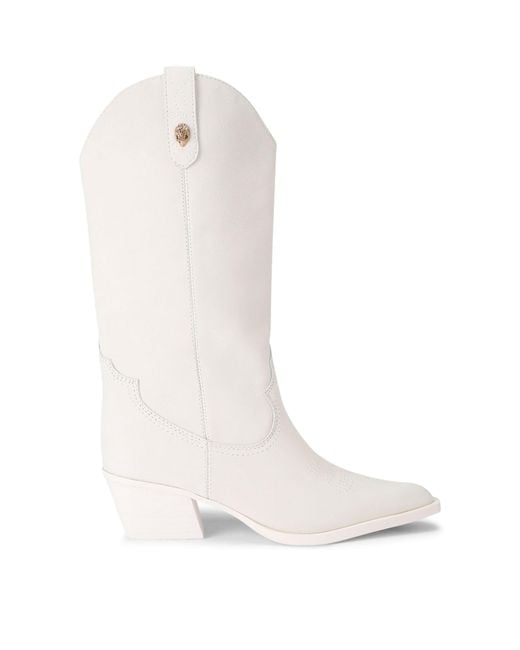 Kurt Geiger White Leather Kurt's Cabana Kiss Cowboy Boots