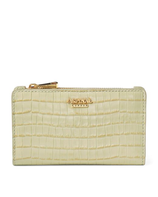 Aspinal Natural Croc-Embossed Leather Mayfair Wallet