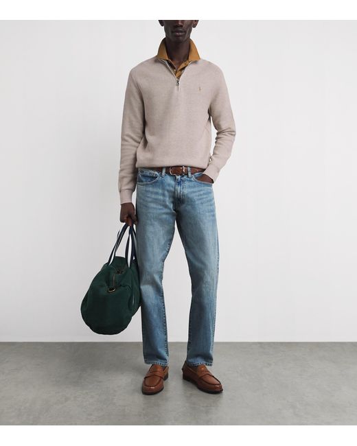 Polo Ralph Lauren Gray Cotton Half-Zip Sweater for men