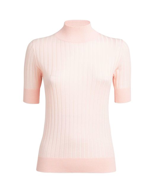 Max Mara Pink Silk-wool High-neck T-shirt