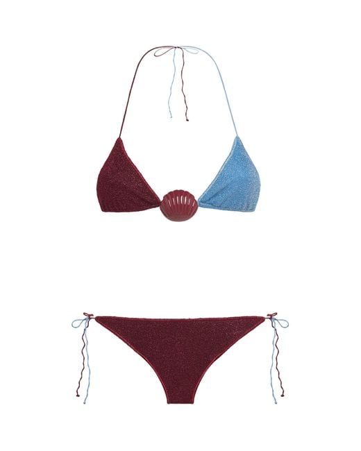 Oseree Red Two-Tone Lumière Shell Bikini