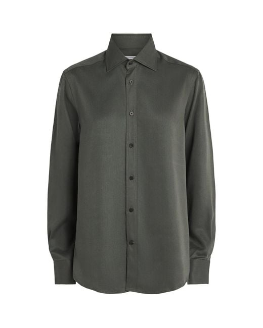 With Nothing Underneath Gray Cotton Oxford Boyfriend Shirt