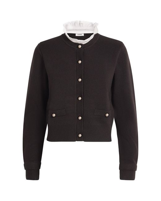 Sandro Black Removable Ruffle Collar Cardigan