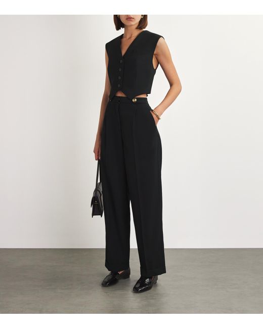 Sandro Black Wool-Blend Trousers
