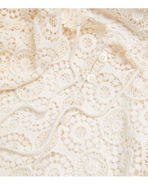 FRAME White Crochet Tassel Blouse