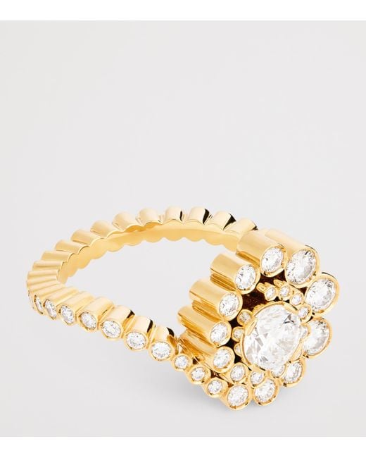 Sophie Bille Brahe Metallic And Diamond Plateau Ring