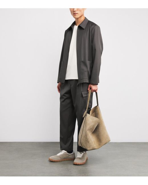 Barena Gray Wool-Blend Zip-Up Overshirt for men
