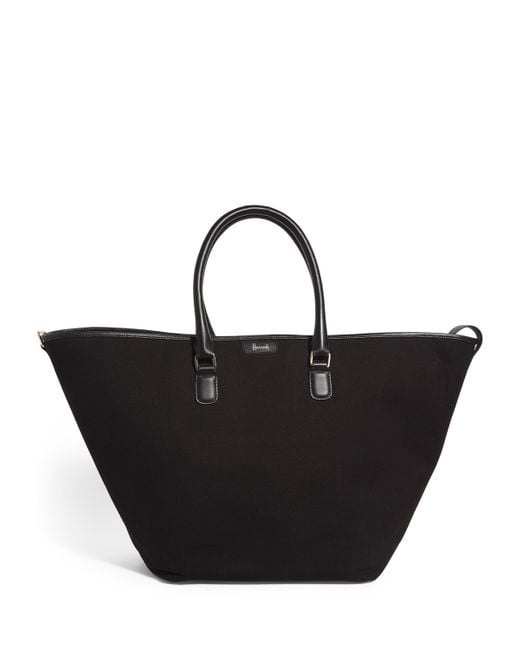 Harrods Black Large Canvas Slouchy Tote Bag