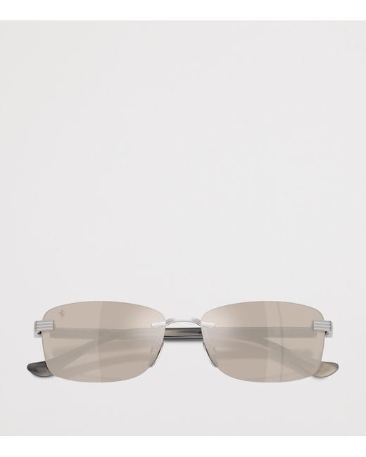 Ferrari Metallic Titanium Rimless Rectangular Sunglasses