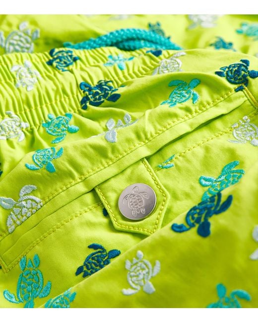 Vilebrequin Green Turtle Embroidered Mistral Swim Shorts for men