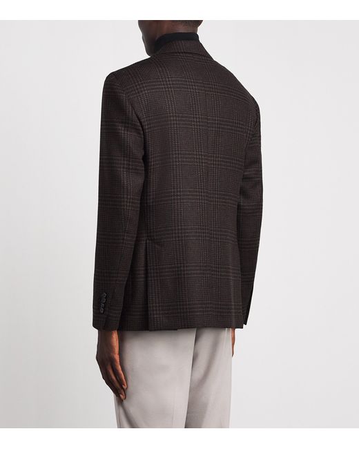 Lardini Black Virgin Wool-Cashmere Check Blazer for men