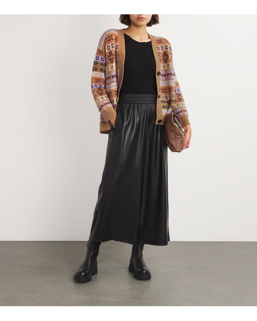 Weekend by Maxmara Brown Alpaca-Blend Jacquard Cardigan