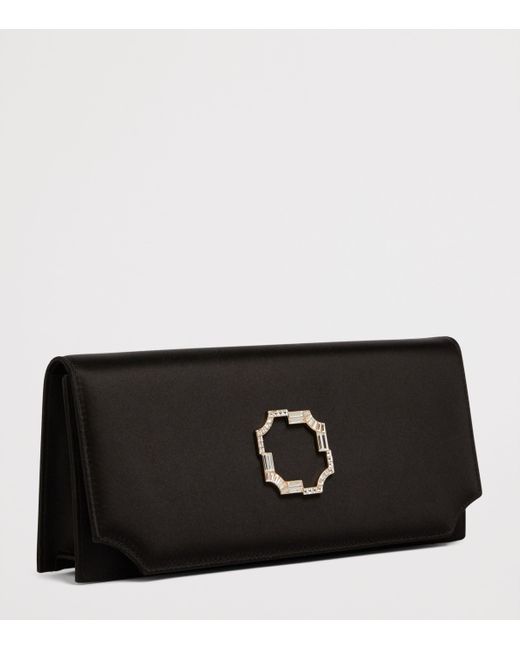 Malone Souliers Black Satin Vivien Evening Clutch Bag